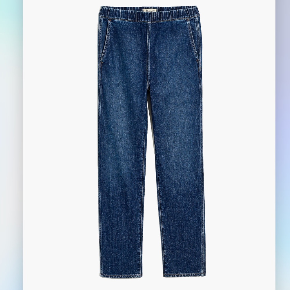 Madewell Pull-On Straight Jeans in Saull Wash
